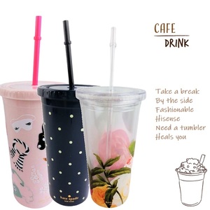 - ケイトスペード - kate spade 62 65 タンブラー 591ml アクリル製 可愛い cup カップ ストロー付き おしゃれ 大人カワイイ シンプル