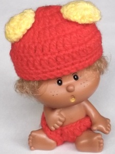 昭和 レトロ ソフビ 人形 赤ちゃん セキグチ 女の子 日本製 そばかす 毛糸 帽子 ベビー服 編み物 ビンテージ クロンボ ファンシー 雑貨