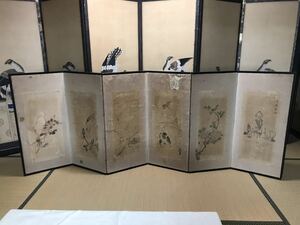 屏風 屏風絵 江戸時代 日本画 かなり古い　ジャンク
