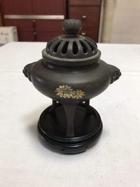 骨董品 香炉 香道具 三足 真鍮製 中古品