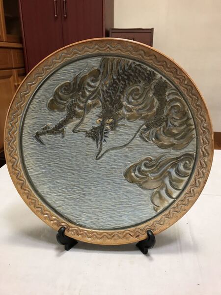 骨董品 絵皿 中国 漆器 貴重 古美術 龍 竜 かなり貴重 中古美品