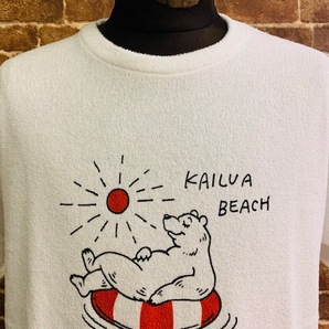 ★表記M/新品！パイル地.Kailua Bay.熊.タオル地.キャラクタープリントTシャツ.白.アメカジ.古着MIX.西海岸カリフォルニアサーフスタイルの画像3