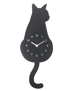時計クロネコのしっぽが振り子になってるよぉ～/可愛いくしっぽがフリフリ動く振り子時計*新品