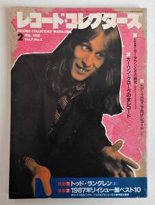 ★絶版雑誌★トッド・ラングレン★レコードコレクターズ★1988年2月号★TODD RUNDGREN★ホッピー神山、萩原健太★RECORD COLLECTORS