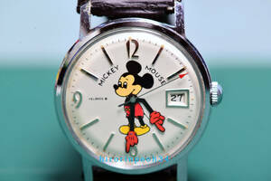  Vintage HELBROS ад Bros высший класс 17 камень 71' Mickey Mouse ручной завод наручные часы календарь есть Disney 