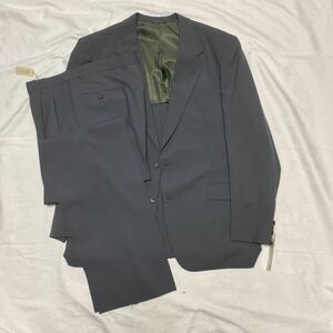  new goods unused super-discount tag attaching made in Japan wool 100% single suit top and bottom set size A8 moss green ( green. )no- Benz 2 tuck 