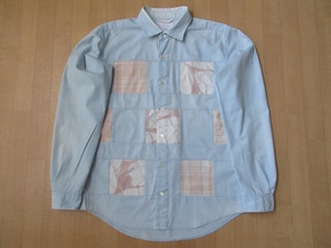 日本製 ナナミカ Wind Patchwork Shirt INDIGO BLEACH マチ付き パッチワーク シャンブレー シャツ M nanamica ワーク インディゴ デニム