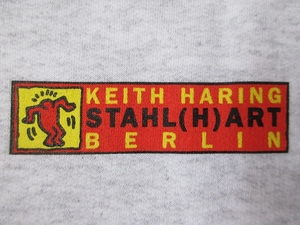 90's 00's メキシコ製 USA製 Keith Haring STAHL-(H)ART ボックスロゴ Hanes スウェット M キースヘリング ヘインズ Box Logo POP ART 芸術