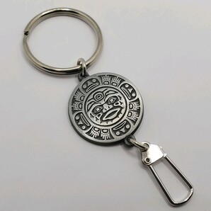 ネイティブ インディアン アート 太陽 SUN シルバー キーリング カナダ キーホルダー 重厚感 メタル