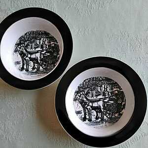 アンティーク　英国風景　豆皿　小皿　2枚　昭和レトロ　輸出用陶磁器