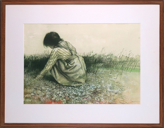 Yamamoto Fumihiko (Kusahara) Aquarelle, Acre authentique, Peinture, aquarelle, Portraits