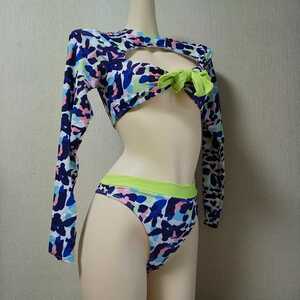  swimsuit T-back high waist high leg S inscription absolute size M size Leotard manner bai color . what . pattern ####