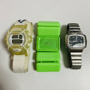 [ present condition goods ]CASIO Casio Baby-G BG-340 / NIXON Nixon THE VEGA / Charles Vogele Charles Vogele CV-7597 total 3 piece set clock Junk 