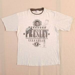 魅惑のバンドT特集! 90s『Elvis Presley エルビスプレスリー』半袖Tシャツ TeeJaysボディ 1991年コピーライト 米国製 ライトグレー サイズL