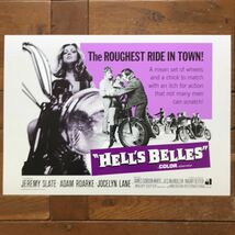 ポスター★バイカームービー『Hell's Belles』（ヘルズ・ベルズ）1969 レアポスター★ダートトラック/トライアンフ/ハーレーダビッドソン_画像2