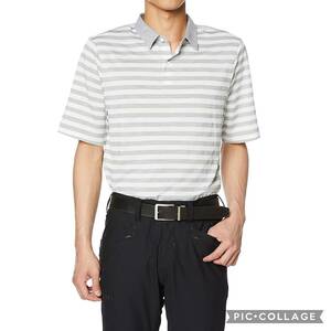 新品 オークリー 半袖 ポロシャツ XLサイズ メンズ ボーダー グレー AERO STRIPED POLO