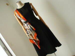  серебристый The kchu-ru. One-piece * размер 0* шарф имеется / чёрный * черный / orange / вечернее платье / elegant / Гиндза 