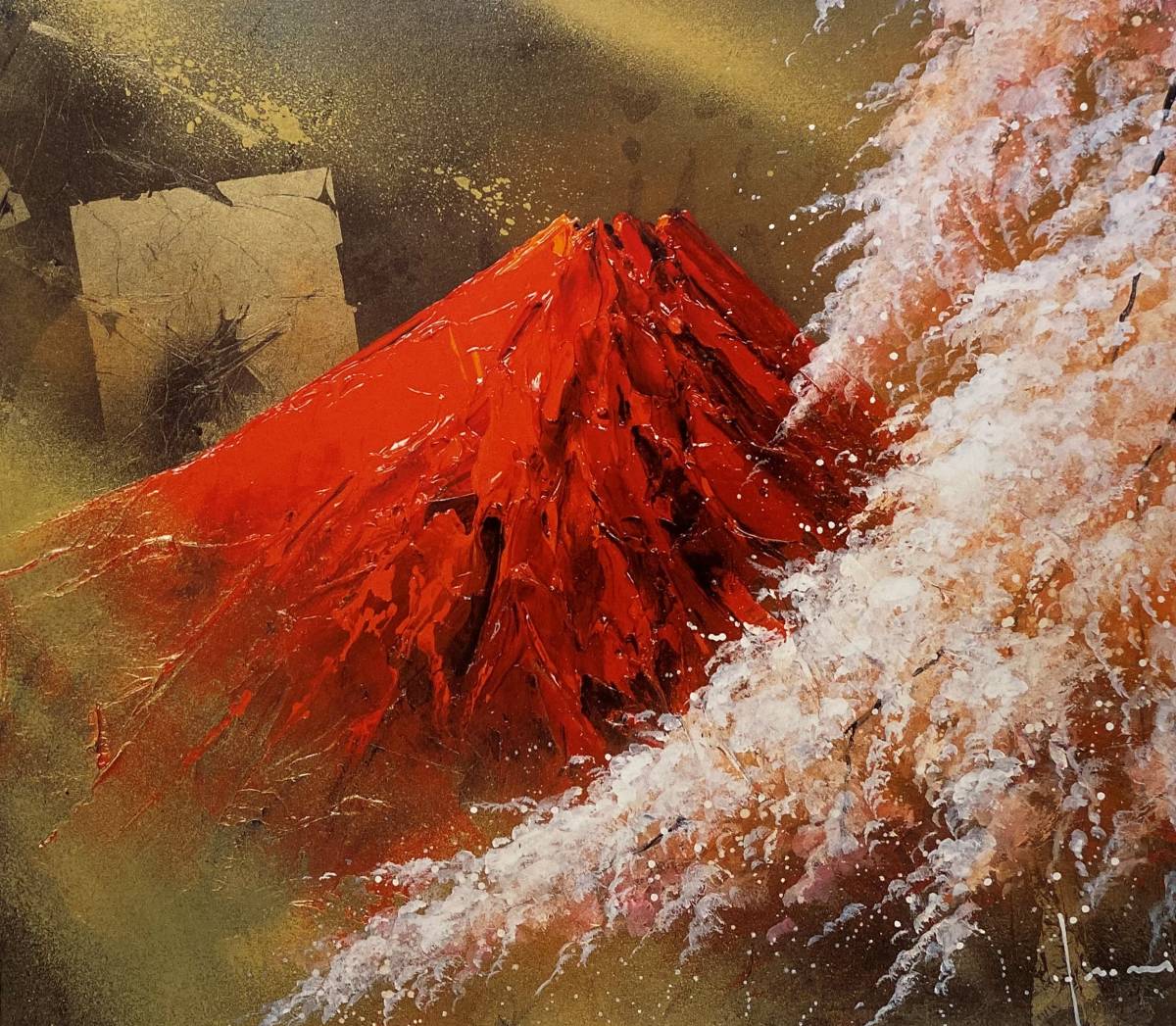 Hiroki Tachikawa, Fleurs de cerisier Fuji rouges, D'une rare collection d'art, Nouveau cadre de haute qualité, Cadre mat inclus, livraison gratuite, Peinture, Peinture à l'huile, Nature, Peinture de paysage