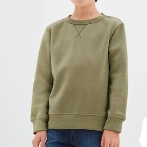 GU ジーユー キッズ 裏起毛 スウェットプルオーバー OLIVE オリーブ 長袖 150cm トレーナー 無地