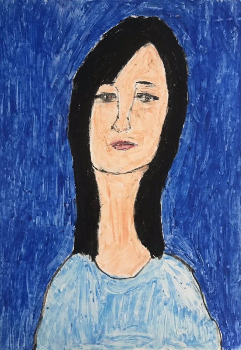 Художник Hiro C Blue Face, произведение искусства, Рисование, Рисунок пастелью, Рисунок карандашом