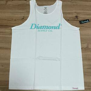 米国製 【XL】 ダイヤモンドサプライ Diamond Supply Co タンクトップ 白 OG クラシックロゴ ピスタグ付き スケーター LA ストリート