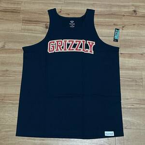 米国製 【XL】 ダイヤモンドサプライ Diamond Supply Co タンクトップ 紺 GRIZZLY グリズリー 背番号0 スケーター LA ストリート