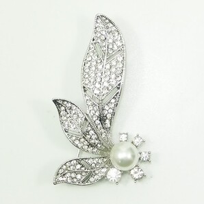 ブローチ パール ラインストーン