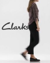 送料無料 Clarks 22.5cm ウエッジ ローファー パンプス ブラック 黒 厚底 フラット ヒール レザー 革 フォーマル スニーカー バレエ ST82_画像5