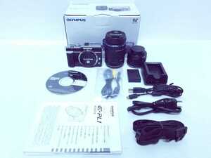 美品 付属品完備 全額返金保証付 OLYMPUS マイクロ一眼 PEN E-PL1ダブルズームキット ブラック E-PL1 TLMK BLK