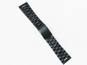 汎用 ステンレス製 腕時計 ベルト ブレスレット バンド Dバックル 交換用 24MM#ブラック
