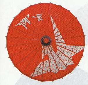 ●【送料無料】新品・装飾用・子供傘・鶴赤・長さ60cm×直径51cm●