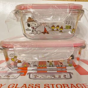 新品 パイレックス Pyrex スヌーピー 保存容器 密封ガラス ストレージ 2個 セット PEANUTS ピーナッツ 耐熱ガラス保存容器