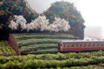鉄道、建築模型　ジオラマ　桜と茶畑（小）_画像3