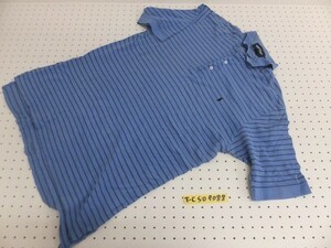 〈送料280円〉POLO GOLF ラルフローレン メンズ ロゴ刺繍 ボーダー 半袖ポロシャツ 大きいサイズ L ライトブルー黒