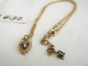 [B-430] Nina Ricci gold color rhinestone necklace NR