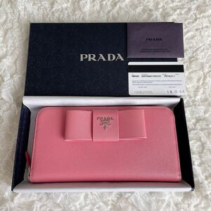 PRADA サフィアーノ　長財布　リボン　レディース