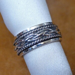 SR1999 ring silver 925. ring 11 number spinner ring rope design free shipping 