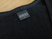 kkaa728 ■ AGENT ■ エージェント カットソー Tシャツ ニット Vネック トップス チェック 半袖 コットン 黒 L_画像8