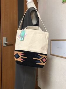 トートバッグ 肩掛け 持ち手付き 丈夫なキャンバストートバ オルテガ柄 マザーズバッグ ショルダーバッグ