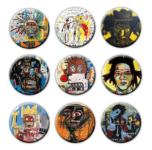 BB01-9個セット ジャン＝ミシェル・バスキア Jean-Michel Basquiat 缶バッジ badge グラフィティアート アーティスト 雑貨 オリジナル