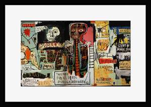 FB05WY- Jean = Michel * bus Kia Basquiat white mat frame frame have frame have mat have interior A4 ornament poster copy 