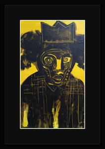FB06B-ジャン＝ミシェル・バスキア Basquiat 黒マット frame フレーム有 枠有 マット有 インテリア A4 置物 ポスター 模写