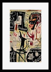 FB08W-ジャン＝ミシェル・バスキア Basquiat 白マット frame フレーム有 枠有 マット有 インテリア A4 置物 ポスター 模写