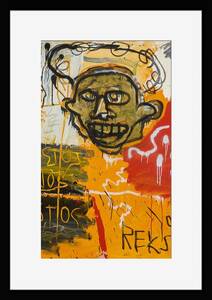 FB013W-ジャン＝ミシェル・バスキア Basquiat 白マット frame フレーム有 枠有 マット有 インテリア A4 置物 ポスター 模写