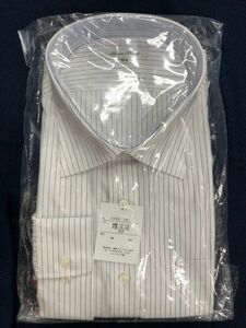 メンズシャツ　4LB　白×ピンク×黒　ストライプ　綿100％ 【RKM-112】　