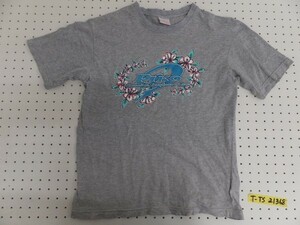 〈送料280円〉PIKO ピコ レディース ラメロゴプリント コットン 半袖Tシャツ L 杢グレー