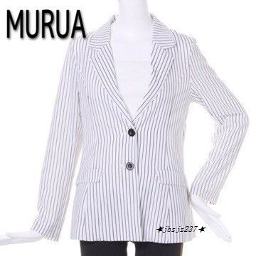 ★ 即決・送料無料 ★ MURUA ムルーア ベーシック シフォン 細ストライプ ジャケット 白 黒