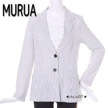 ★ 即決・送料無料 ★ MURUA ムルーア ベーシック シフォン 細ストライプ ジャケット 白 黒 