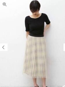  unused Laguna Moon pleat chu-ru Layered skirt M size check pattern ivory LAGUNAMOON knees height all goods free shipping 