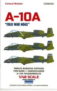 新製品　1/48 Caracal Models カラカルモデルスデカール　 CD48192 　A-10A &#34;Cold War Hogs&#34;